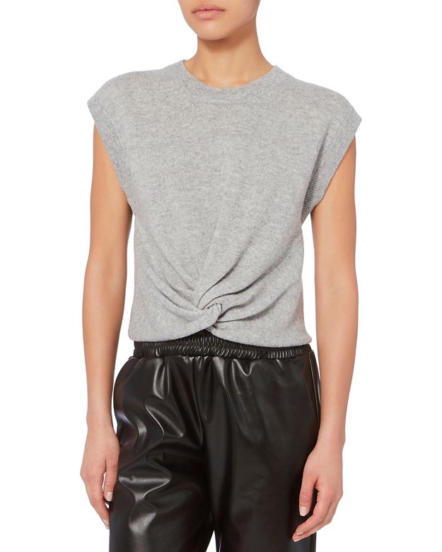 T By Alexander Wang Twist Front Cropped Wool Cashmere Sweater In