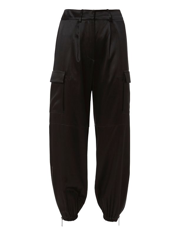 black silk cargo pants