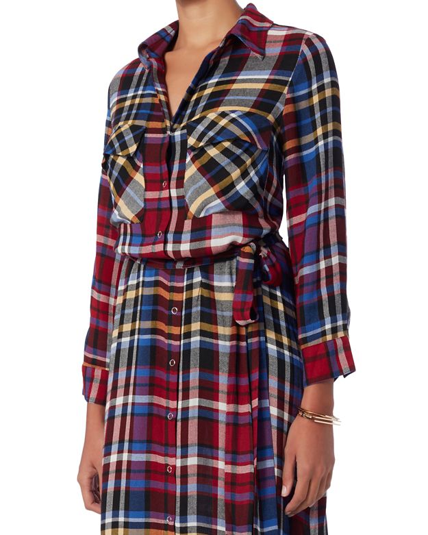 maxi plaid shirt dress
