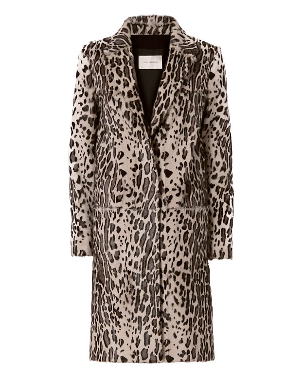 Yves Salomon Goat Hair Leopard Coat: Grey | Shop IntermixOnline.com