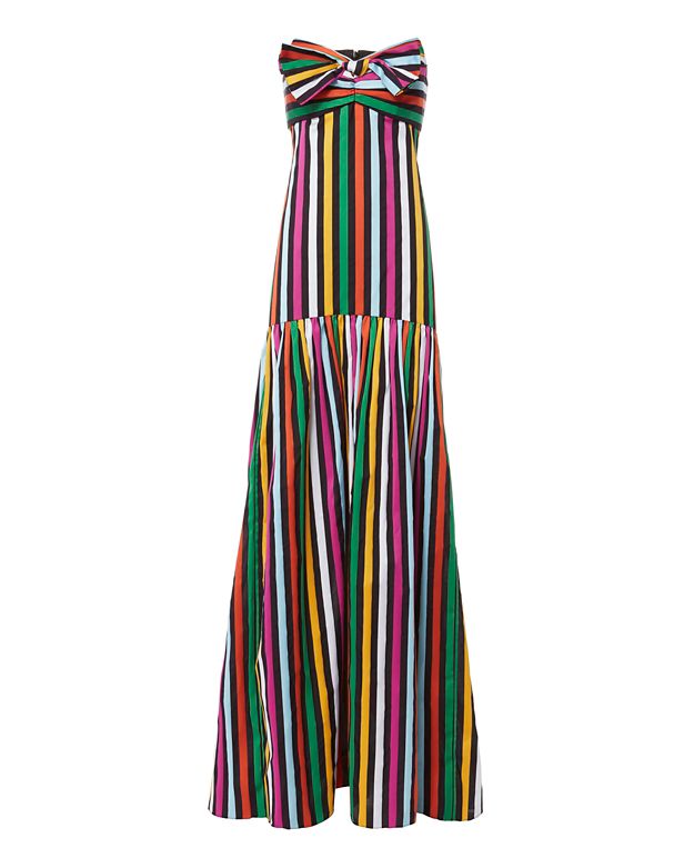 CAROLINE CONSTAS Rainbow Stripe Gown in Black Multi | ModeSens