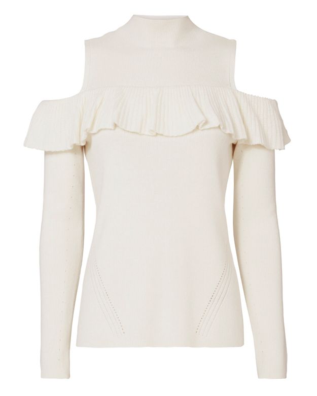 Exclusive for Intermix Kendall Ruffle Cold Shoulder Sweater - INTERMIX®