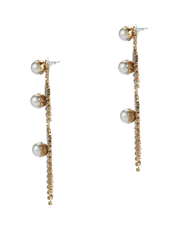 Elizabeth Cole Danica Pearl & Crystal Fringe Earrings - INTERMIX®