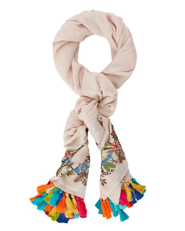 Janavi EXCLUSIVE Embroidered Tassel Scarf
