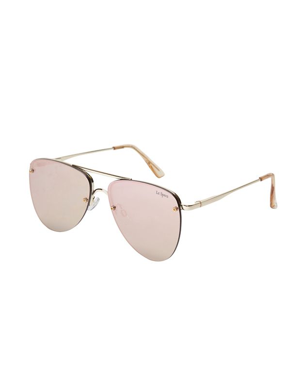 Le Specs The Prince Pink Rose Mirrored Lense Aviator Sunglasses | Shop ...