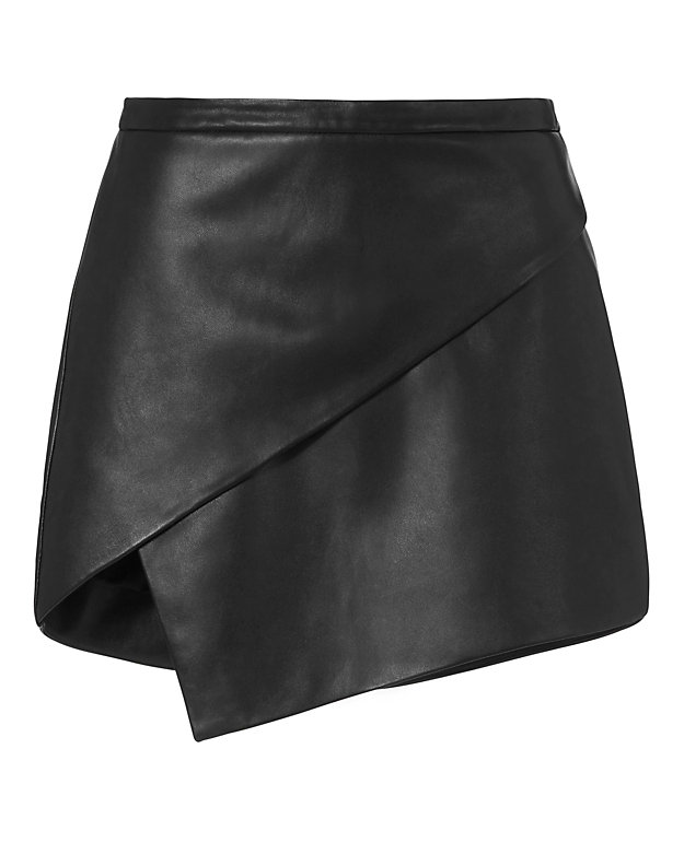 Michelle Mason Asymmetric Leather Mini Skirt - INTERMIX®