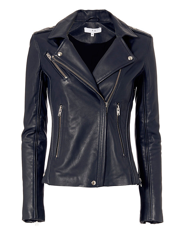 IRO Tara Leather Moto Jacket: Navy | Shop IntermixOnline.com